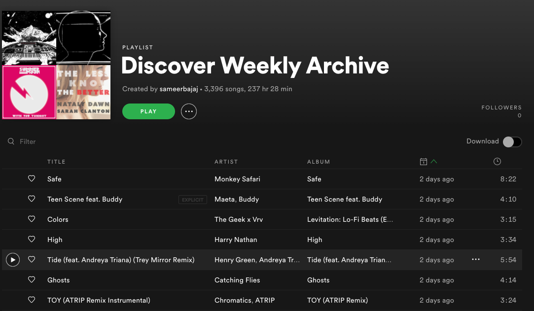 Discover Weekly Archive