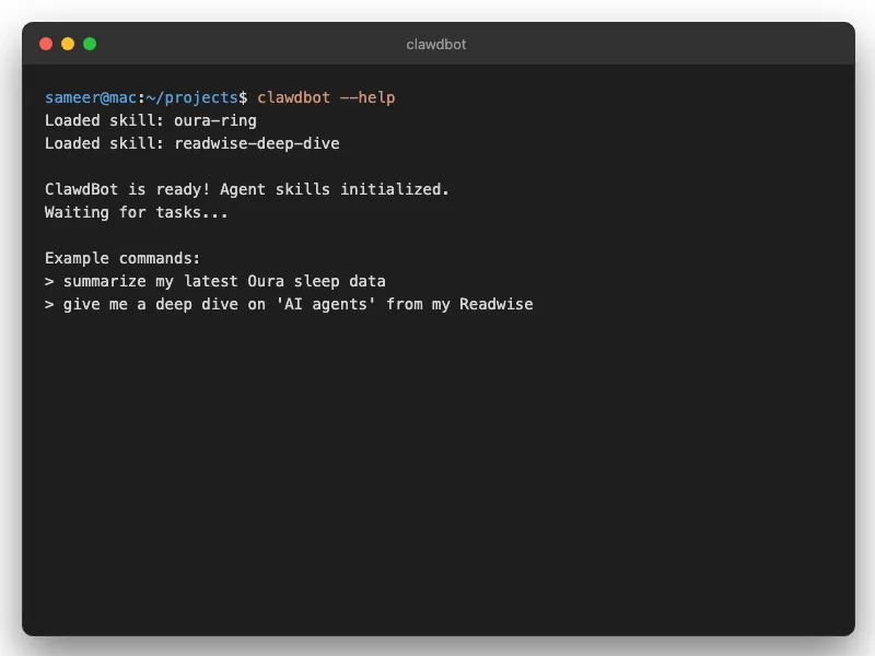 ClawdBot Skills — Oura Ring & Readwise Skills for Claude Code screenshot