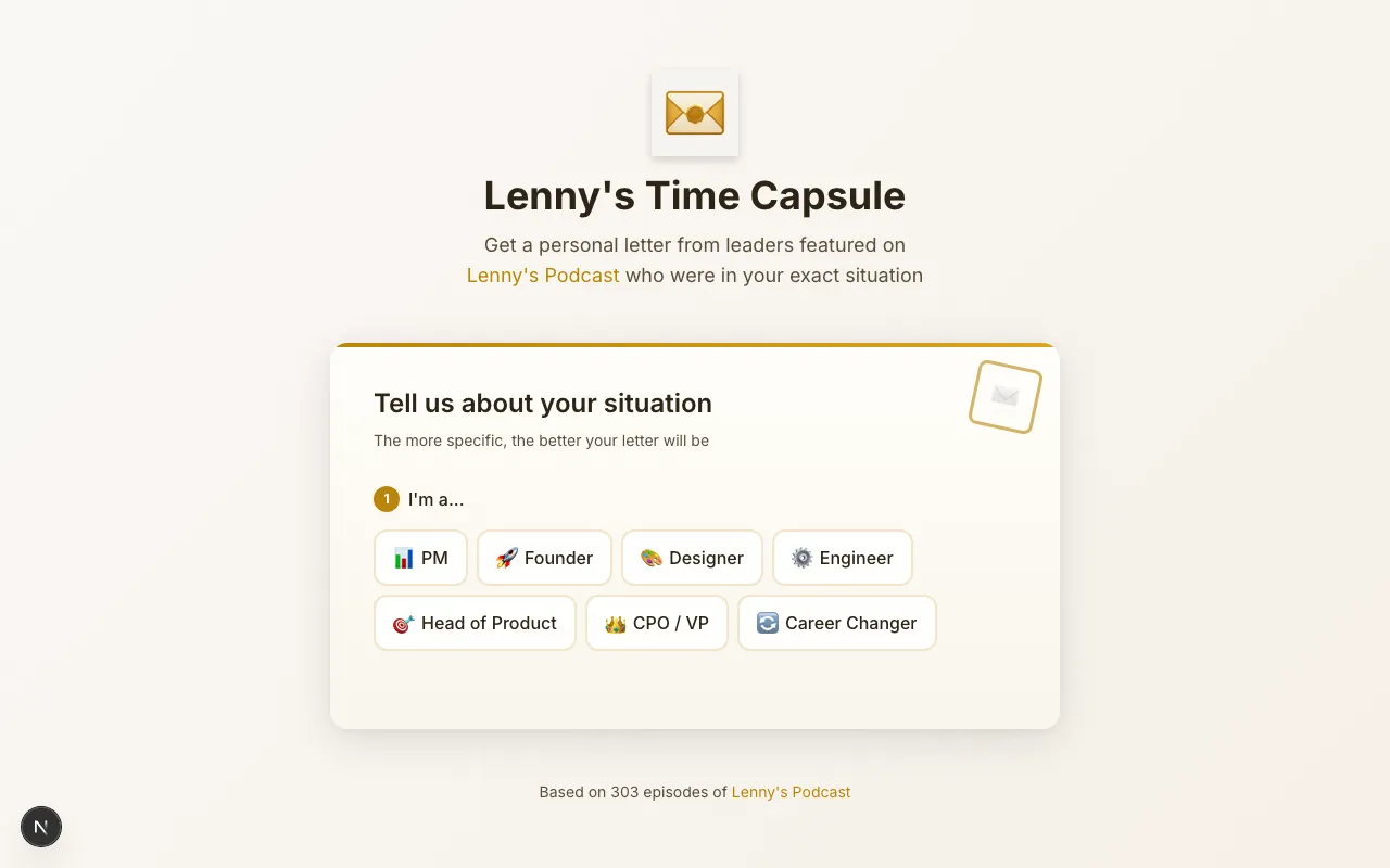 Lenny's Time Capsule — AI Career Advice from Lenny's Podcast Guests screenshot