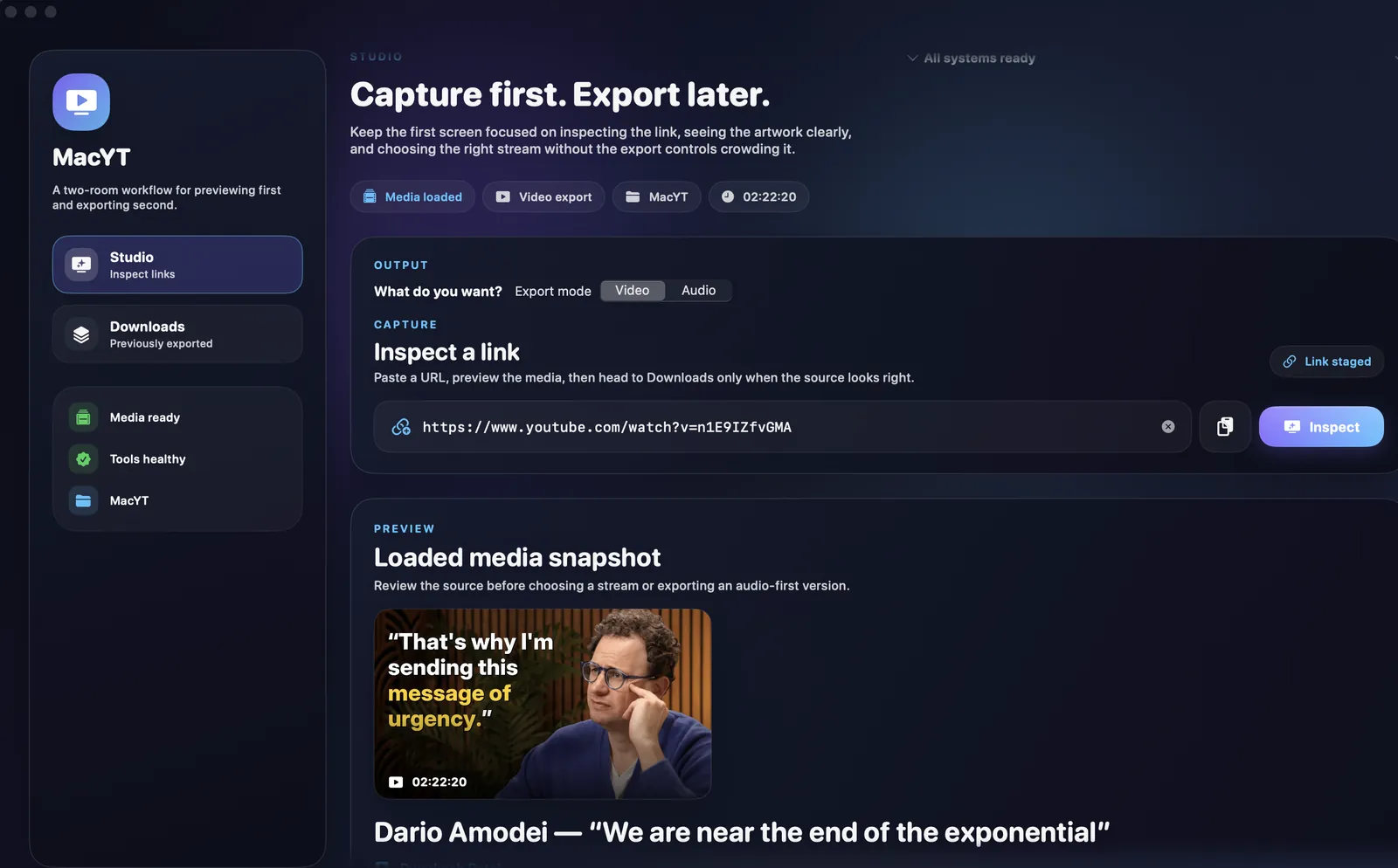 MacYT — Free yt-dlp GUI for macOS screenshot