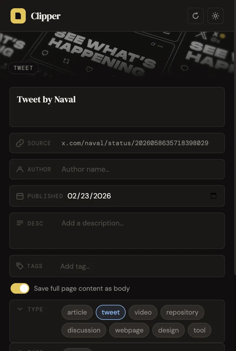 Notion Web Clipper — Free Open-Source Chrome Extension screenshot